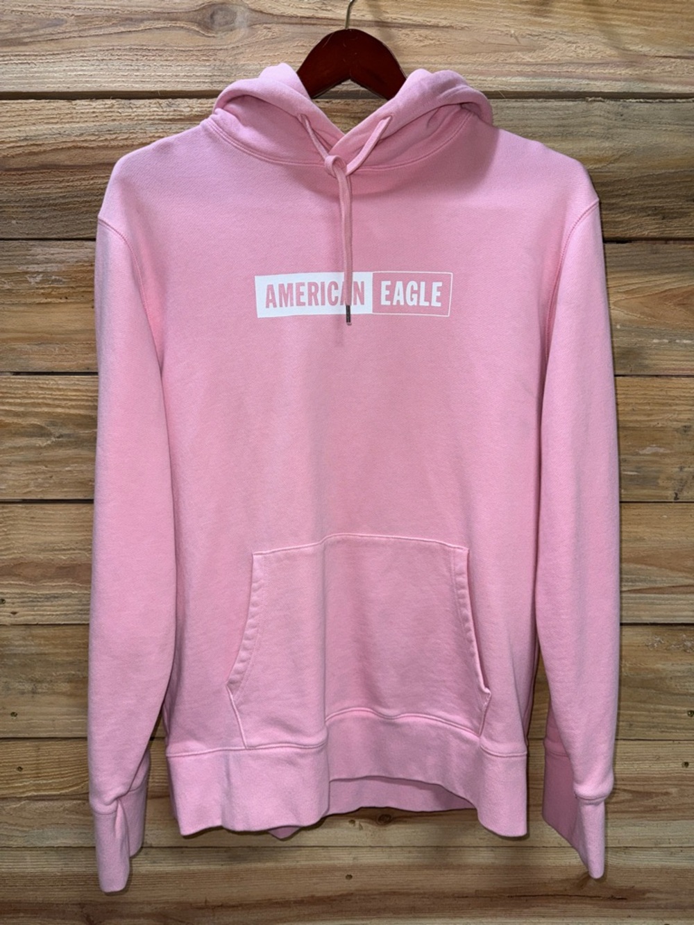 American Eagle Outfitters Pink Logo Hoodie, size Large